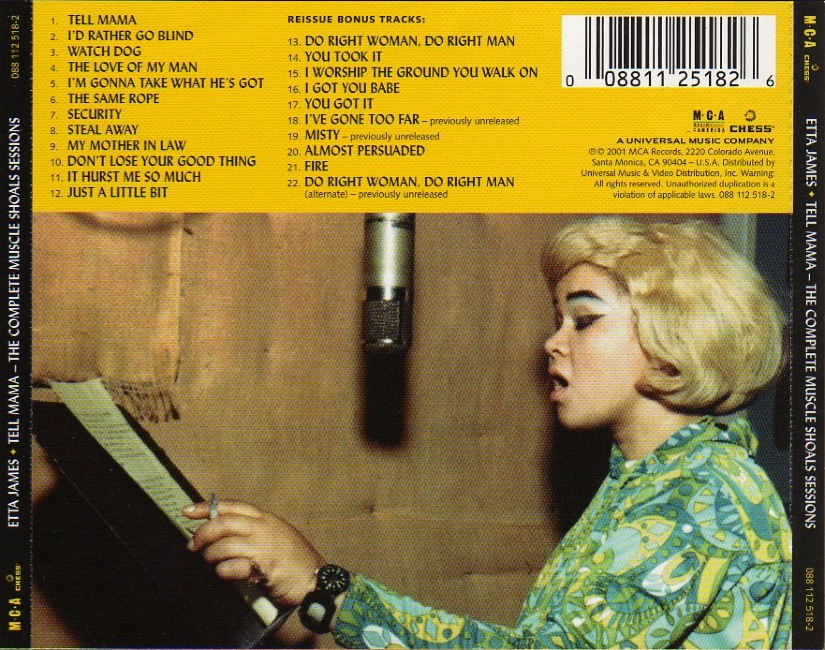 Etta James  Tell Mama; The Complete Muscle Shoals Sessions (1967) : Back